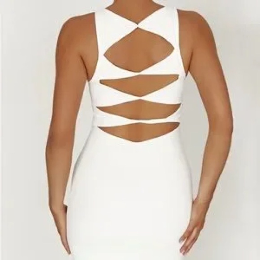 Meshki Chloe Cut Out White Midi Dress - Picture 3 of 11